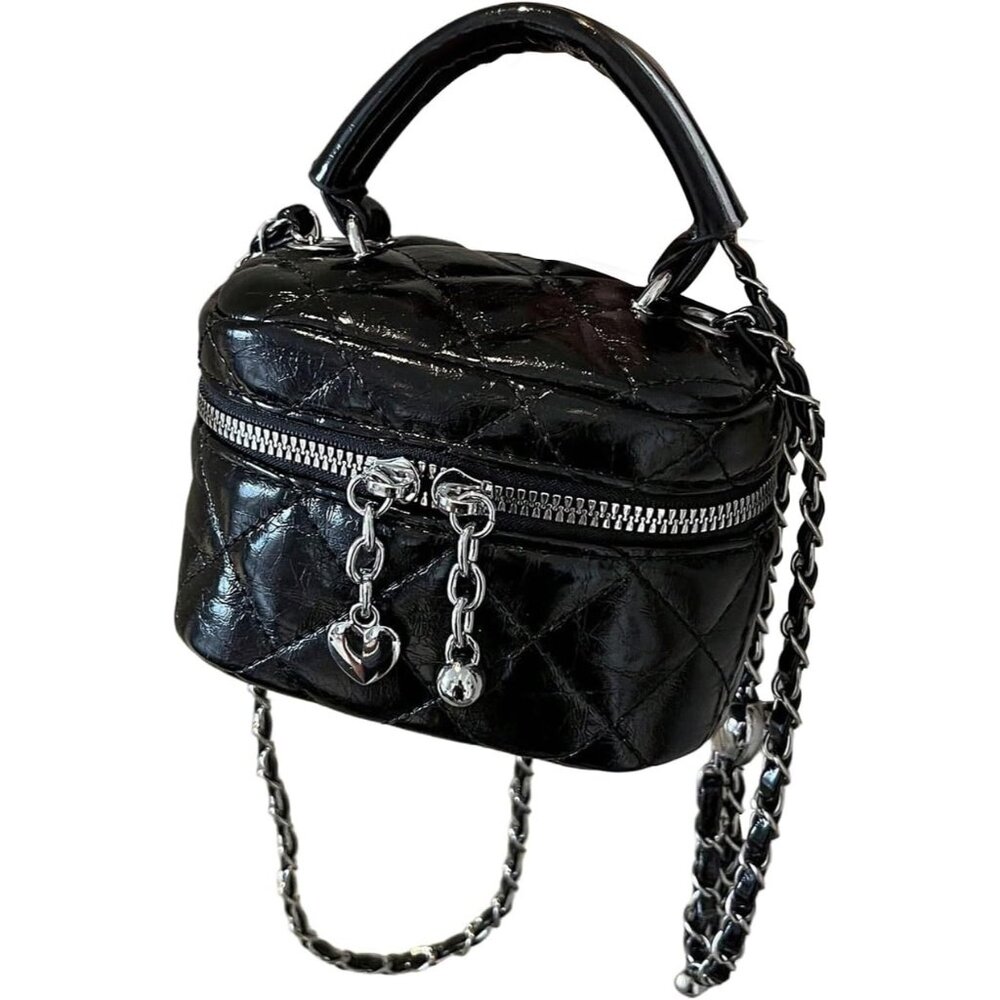 Luxurious Women's Mini Bucket Handbag With Zipper - Y2k Style Crossbody